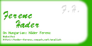 ferenc hader business card