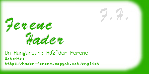 ferenc hader business card